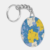 Hibiscus bloemen en bladeren sleutelhanger (Voorkant Links)