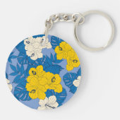 Hibiscus bloemen en bladeren sleutelhanger (Achterkant)