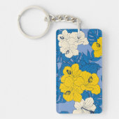 Hibiscus bloemen en bladeren sleutelhanger (Voorkant)
