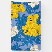 Hibiscus bloemen en bladeren spandoek (Verticaal)