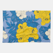 Hibiscus bloemen en bladeren theedoek (Horizontaal)