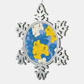 Hibiscus bloemen en bladeren tin sneeuwvlok ornament (Rechts)