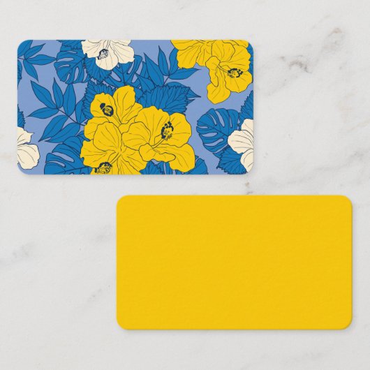 Hibiscus bloemen en bladeren visitekaartje (Voorkant / Achterkant)