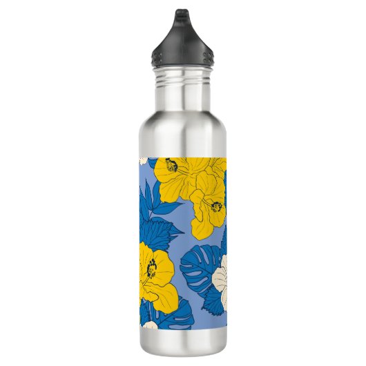 Hibiscus bloemen en bladeren waterfles  (Rechts)