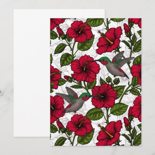 Hibiscus bloemen en kolibrie (Voorkant / Achterkant)