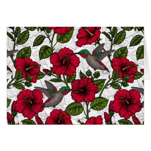 Hibiscus bloemen en kolibrie (Voorkant Horizontaal)