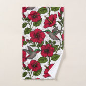Hibiscus bloemen en kolibrie bad handdoek (Handdoek)
