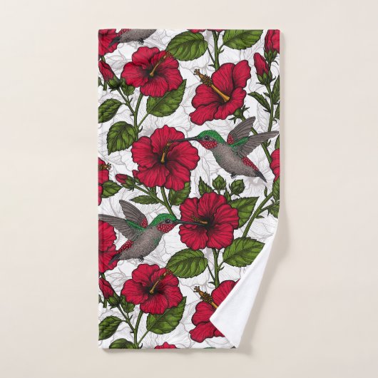 Hibiscus bloemen en kolibrie bad handdoek (Handdoek)