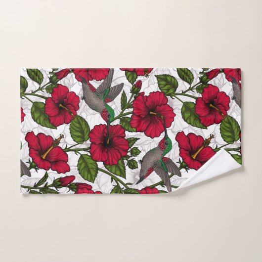 Hibiscus bloemen en kolibrie bad handdoek (Handdoek)