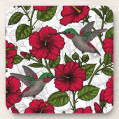 Hibiscus bloemen en kolibrie bier onderzetter (Voorkant)