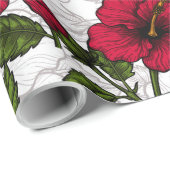 Hibiscus bloemen en kolibrie cadeaupapier (Rol Hoek)
