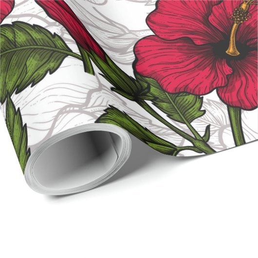 Hibiscus bloemen en kolibrie cadeaupapier (Rol Hoek)