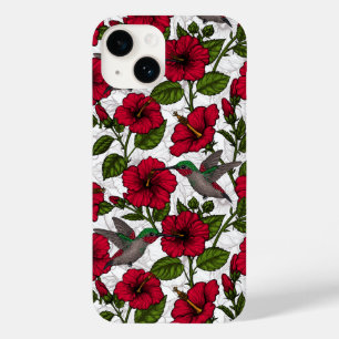 Hibiscus bloemen en kolibrie Case-Mate iPhone 14 hoesje