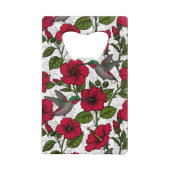 Hibiscus bloemen en kolibrie creditkaart flessenopener (Voorkant)