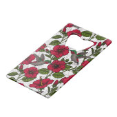 Hibiscus bloemen en kolibrie creditkaart flessenopener (Achterkant Gekanteld)