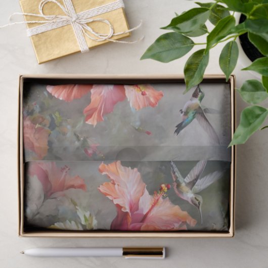 Hibiscus Bloemen en kolibrie Decoupage Tissuepapier (Geschenk)
