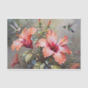 Hibiscus Bloemen en kolibrie Decoupage Tissuepapier