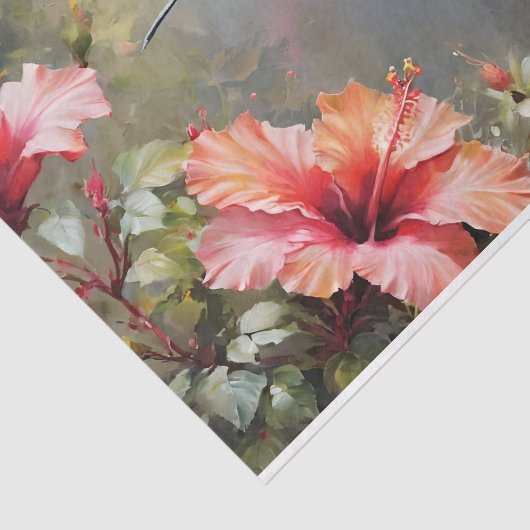 Hibiscus Bloemen en kolibrie Decoupage Tissuepapier (Detail)