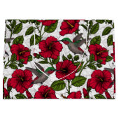 Hibiscus bloemen en kolibrie groot cadeauzakje (Voorkant)