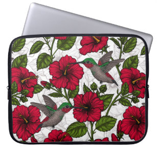 Hibiscus bloemen en kolibrie laptop sleeve