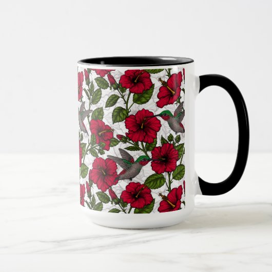 Hibiscus bloemen en kolibrie mok (Rechts)