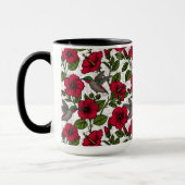 Hibiscus bloemen en kolibrie mok (Links)