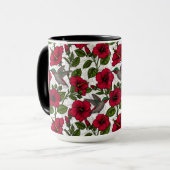 Hibiscus bloemen en kolibrie mok (Voorkant links)