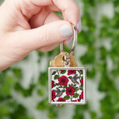 Hibiscus bloemen en kolibrie sleutelhanger (Hand)
