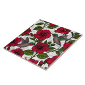 Hibiscus bloemen en kolibrie tegeltje (Zijkant)