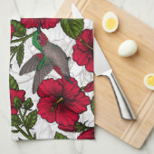 Hibiscus bloemen en kolibrie theedoek (Quarter Fold)