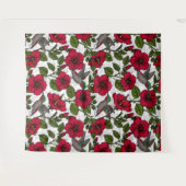 Hibiscus bloemen en kolibrie wandkleed (Voorkant (horizontaal))