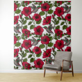 Hibiscus bloemen en kolibrie wandkleed (In situ)