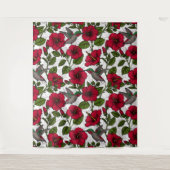 Hibiscus bloemen en kolibrie wandkleed (Voorkant)