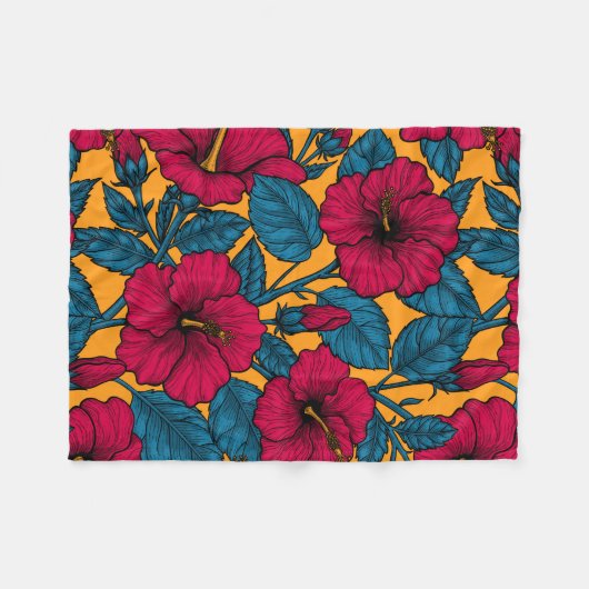 Hibiscus bloemen fleece deken (Voorkant (Horizontaal))