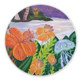 Hibiscus Bloemen Hawaiaans  Keramische Knop