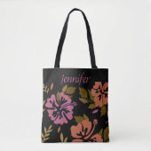 Hibiscus Bloemen Hawaïaans ontwerp roze perzik naa Tote Bag (Voorkant)