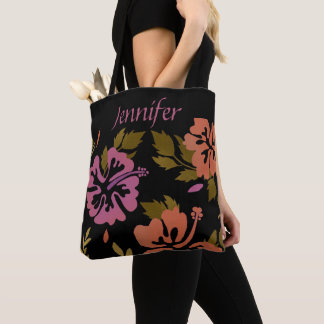 Hibiscus Bloemen Hawaïaans ontwerp roze perzik naa Tote Bag