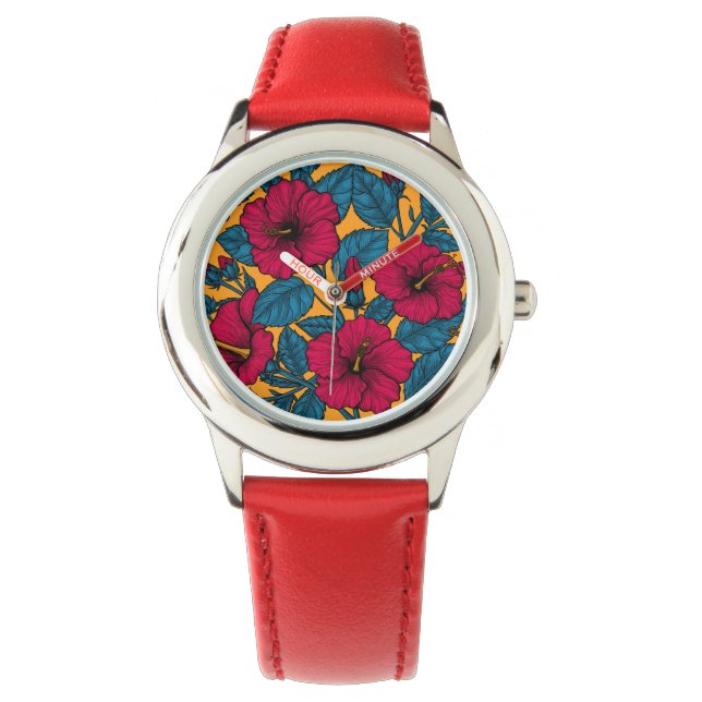 Hibiscus bloemen horloge (Voorkant)
