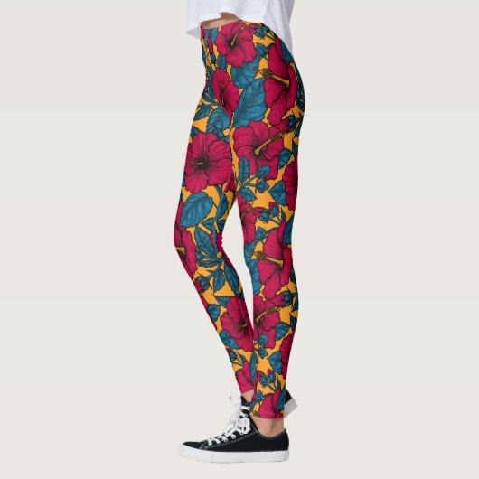 Hibiscus bloemen leggings (Links)