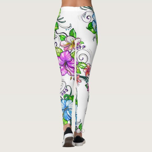Hibiscus Bloemen Leggings (Achterkant)