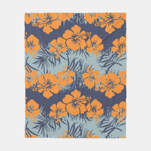 Hibiscus bloemen naadloos patroon,  bloeding w fleece deken