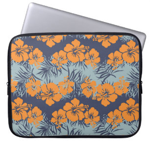 Hibiscus bloemen naadloos patroon, bloeding w laptop sleeve
