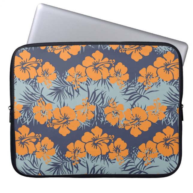 Hibiscus bloemen naadloos patroon,  bloeding w laptop sleeve (Voorkant)