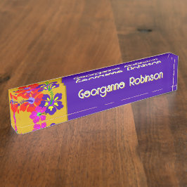 Hibiscus Bloemen Naam Alleen Bureaublad Naambordje