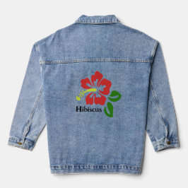 Hibiscus Bloemen Ontwerp Denim Jas Denim Jacket