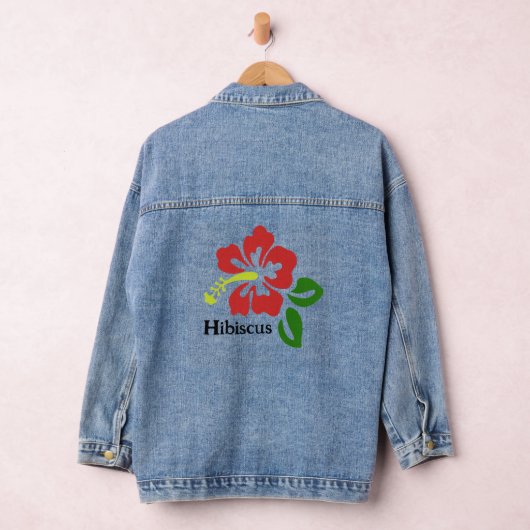 Hibiscus Bloemen Ontwerp Denim Jas Denim Jacket (Hangar)