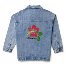 Hibiscus Bloemen Ontwerp Denim Jas