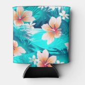 Hibiscus bloemen op het strand blikjeskoeler (Voorkant)
