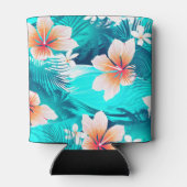 Hibiscus bloemen op het strand blikjeskoeler (Achterkant)