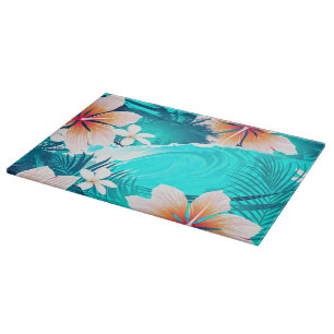 Hibiscus bloemen op het strand snijplank
